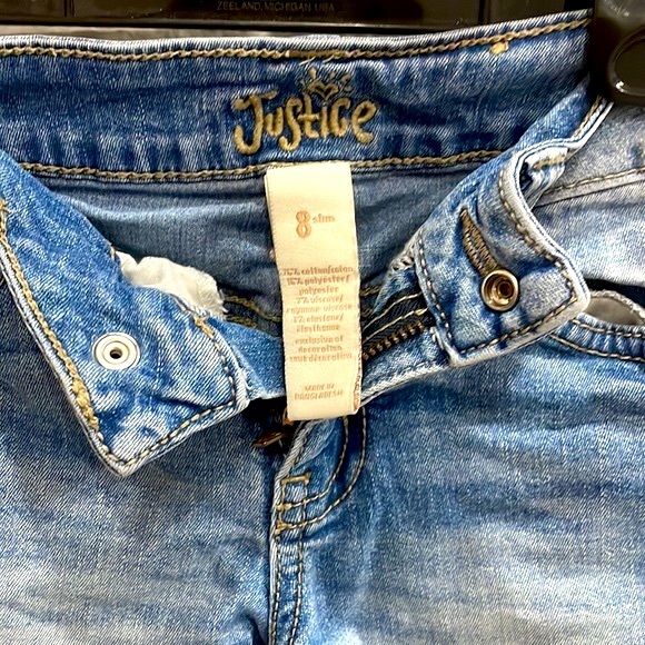 Justice jean shorts kids size 8 slim color blue - Picture 3 of 4